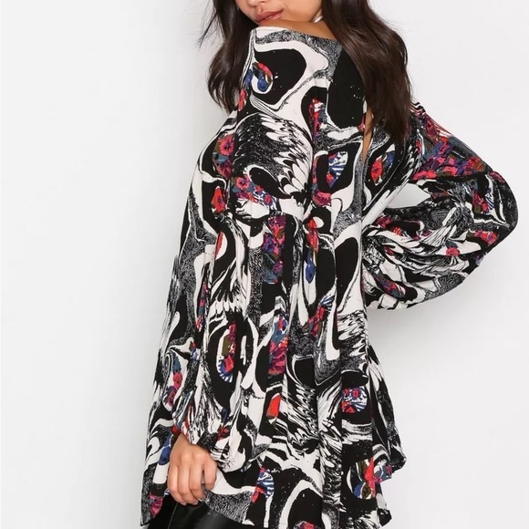 Free People Black Drift Away Cold-Shoulder Long Sleeve Tunic Top Size XS - Picture 5 of 16